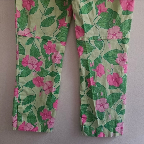 91 LILLY PULITZER MANDEVILLA GREEN PINK FLORAL PANTS WOMEN'S SIZE 4 - Picture 5 of 8